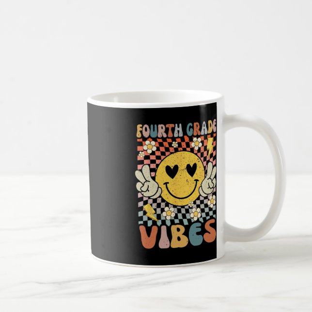 Taza De Café Cuarto Grado Vibes 4º Grado Maestro Retro 1º Día (Derecha)