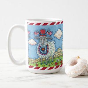 TAZA DE CAFÉ CUARTO PATRIÓTICO DE JULIO OVEJA, ARTE POPULAR DIV