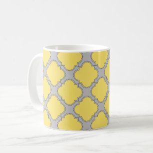 Taza De Café Cuatrefoil amarillo y gris
