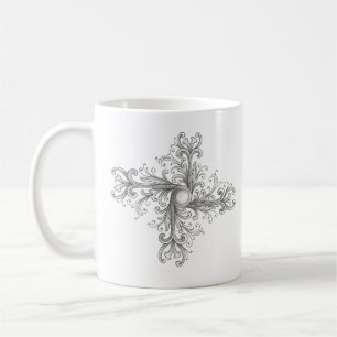 Taza De Café Cuatrefoil de perla con filigrana de plata