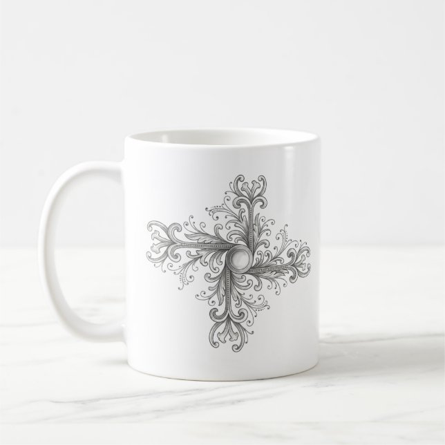Taza De Café Cuatrefoil de perla con filigrana de plata (Izquierda)