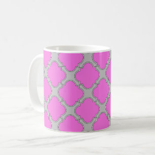 Taza De Café Cuatrefoil rosa y gris