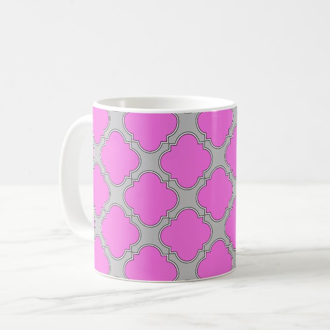 Taza De Café Cuatrefoil rosa y gris (Anverso izquierdo)