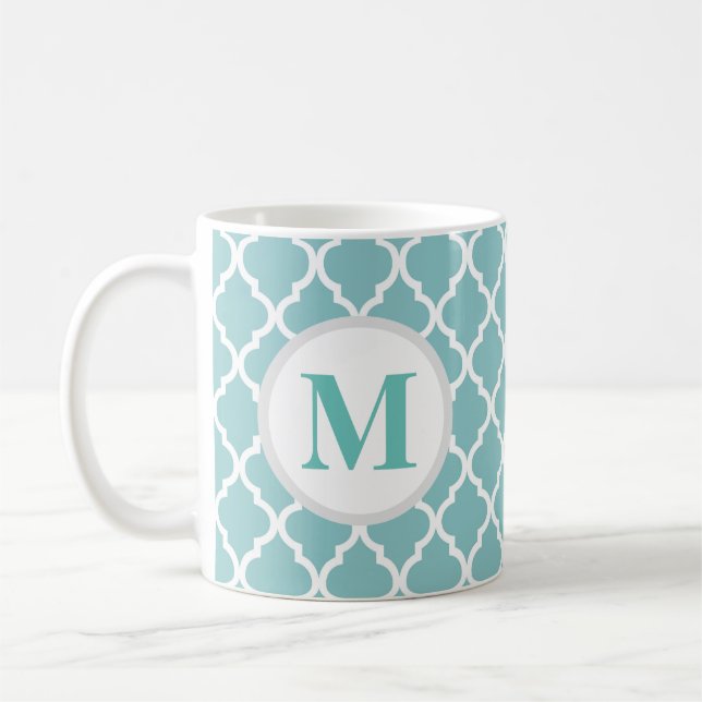 Taza De Café Cuatrefoil verde azulado Monograma Café Marroquí (Izquierda)