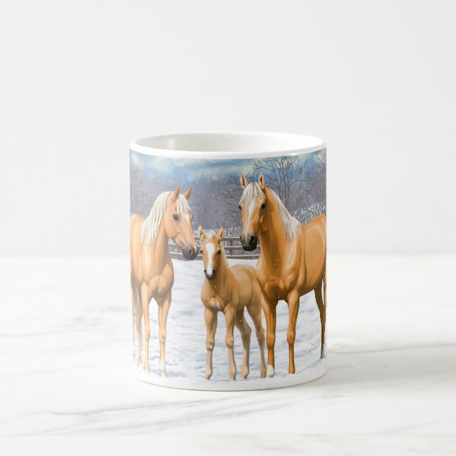 Taza De Café Cuatrimestre Palomino De Caballos En Nieve De Invi (Centro)