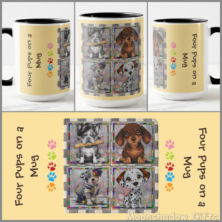 Taza de café - Cuatro cachorros en una taza
