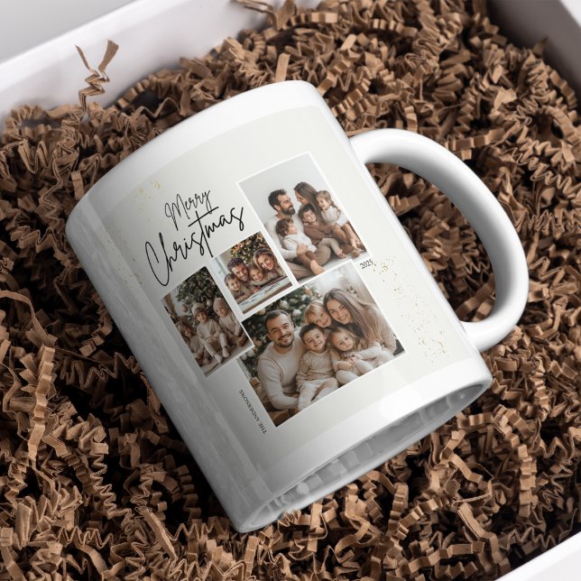 Taza De Café "Cuatro Collages de fotos de Feliz Navidad Persona (Subido por el creador)
