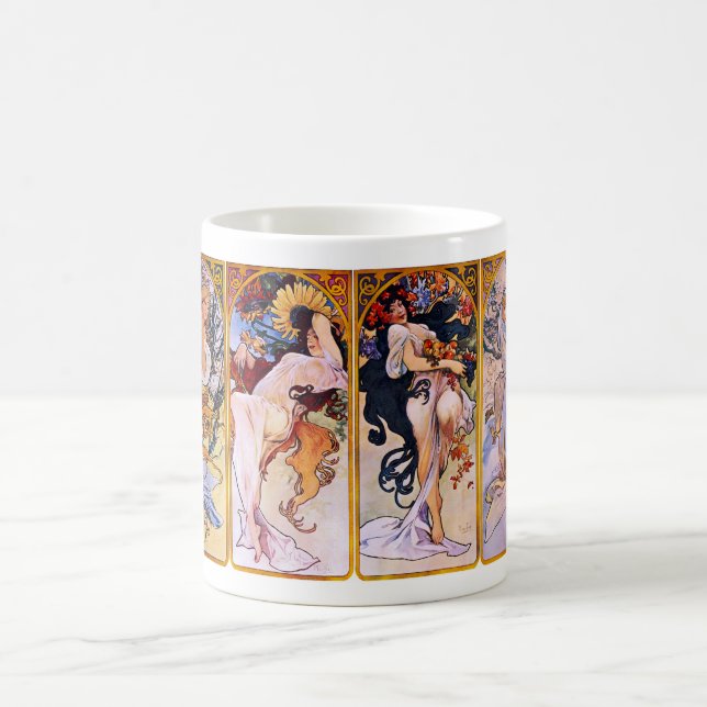 Taza De Café Cuatro estaciones de Alfonso Mucha 1895 (Centro)