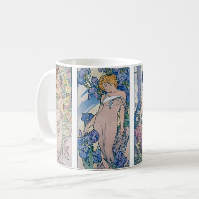 Taza De Café Cuatro flores, Alphonse Mucha (Anverso izquierdo)