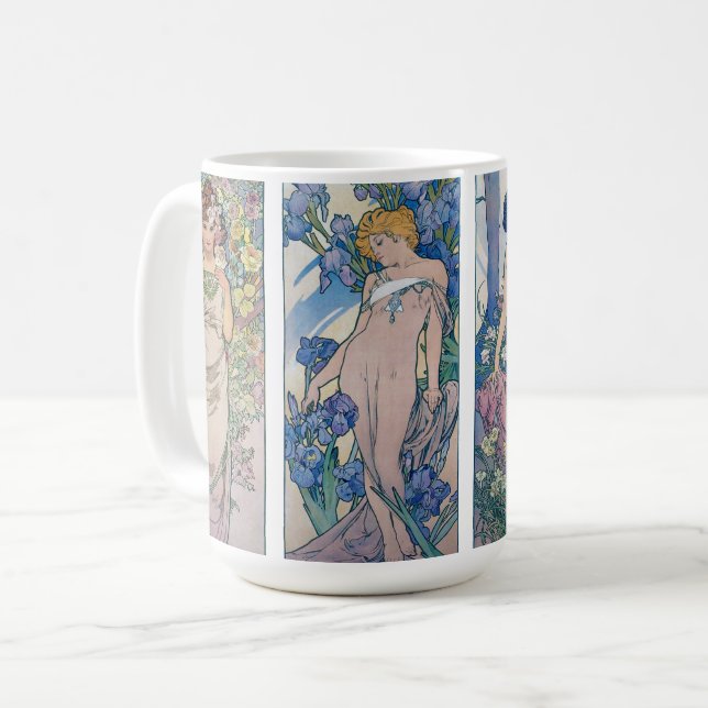 Taza De Café Cuatro flores, Alphonse Mucha (Anverso izquierdo)