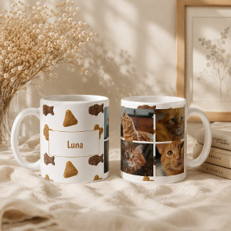 Taza De Café Cuatro fotos de gatos con estilo de nombre