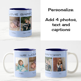 Taza De Café Cuatro fotos texto editable personalizado