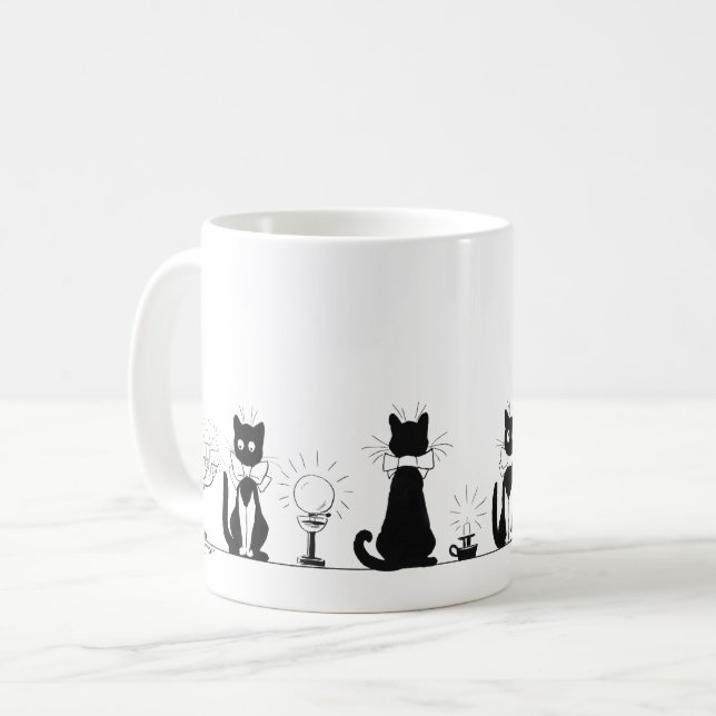 Taza De Café Cuatro gatos negros, Louis Wain Mug (Anverso izquierdo)