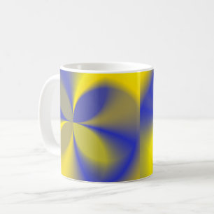 Taza De Café Cuatro hojas amarillo y azul