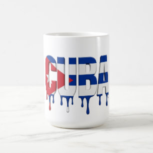 Taza De Café Cuba Drip Texto Diseño de bandera caribeña Fan