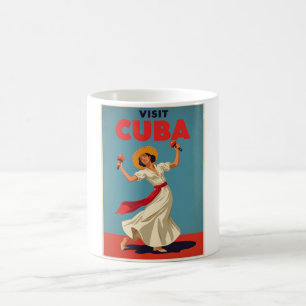 Taza De Café Cuba: Viajes retro, bailarina cubana y Maracas