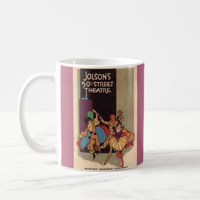 Taza De Café Cubierta 1923 del playbill del teatro de Al Jolson (Izquierda)