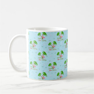 Taza De Café Cubierta Azul Las Palmeras Navidades Tropicales Sa