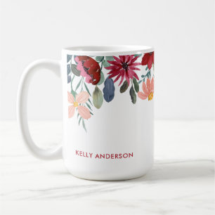 Taza De Café Cubierta de Follaje con Monograma Moderno y Botáni
