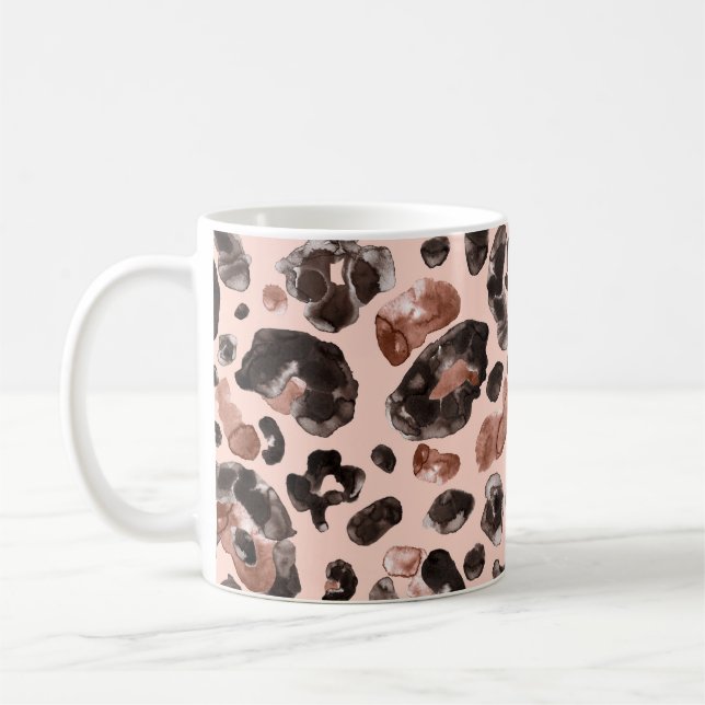 Taza De Café Cubierta de leopardo, patrón sin costuras de piel  (Izquierda)