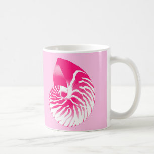 Taza De Café Cubierta de Nautilus - fucsia rosa y blanca