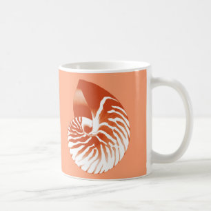 Taza De Café Cubierta de Nautilus - terracota y blanco