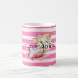 Taza De Café Cubierta de oro de las franjas rosadas de la playa
