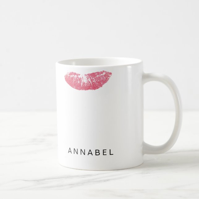 Taza De Café Cubierta moderna personalizada de lápiz labial ros (Derecha)