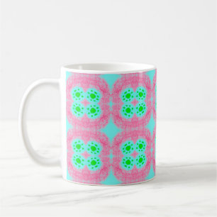 Taza De Café Cubierta verde pastel, impresión tribal de ikat. E