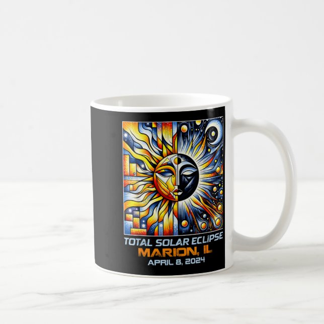Taza De Café Cubismo Eclipse Total de Sol Marion Illinois (Derecha)