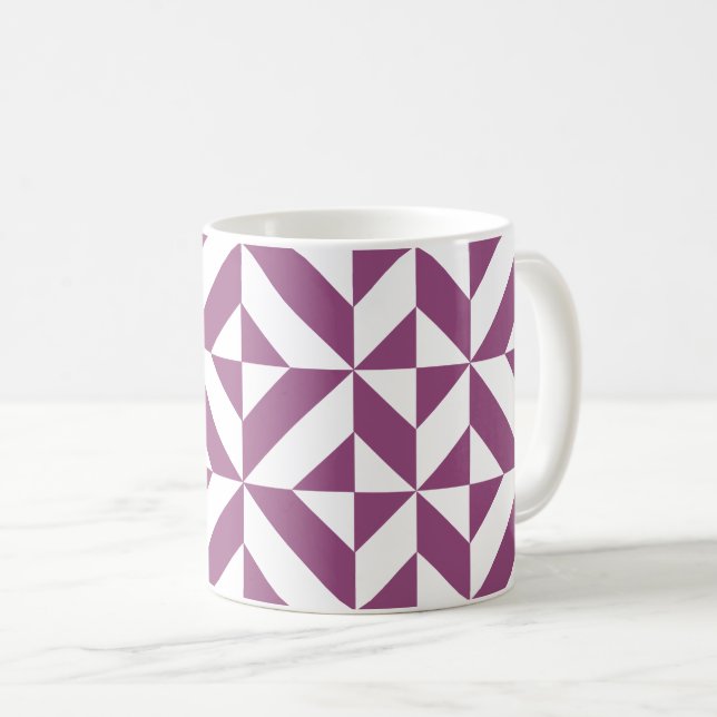 Taza De Café Cubo de decodificación geométrica púrpura cálido (Anverso derecho)