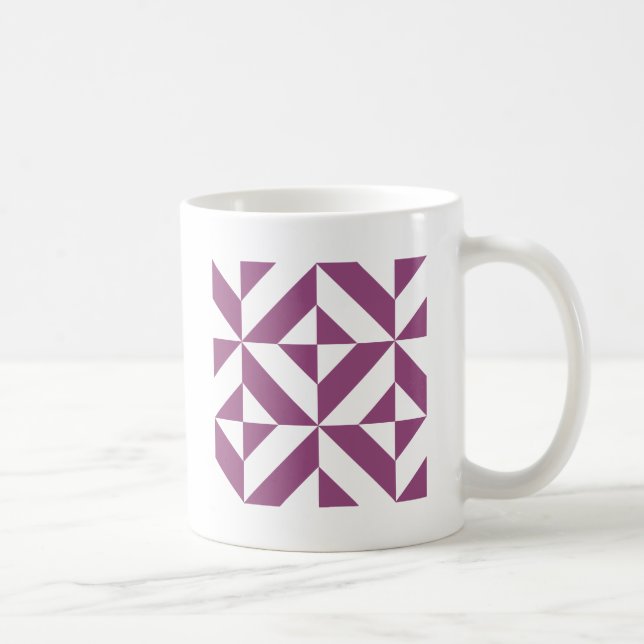 Taza De Café Cubo de decodificación geométrica púrpura cálido (Derecha)