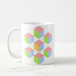 Taza De Café Cubo de ilusión óptica isométrica pastel geométric