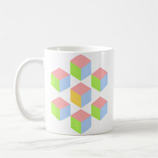 Taza De Café Cubo de ilusión óptica isométrica pastel geométric