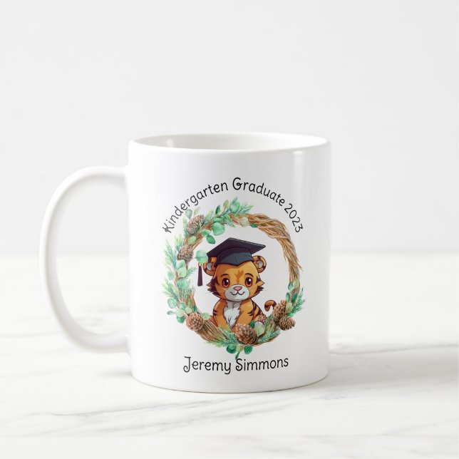 Taza De Café Cubo de tigre de graduación de jardín de infancia  (Izquierda)
