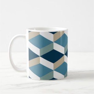 Taza De Café Cubos azules: Patrón geométrico sin soldadura
