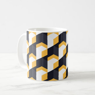 Taza De Café Cubos geométricos con amarillo negrita, blanco y n