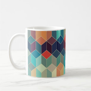 Taza De Café Cubos geométricos hipster: fondo de mosaico retro.