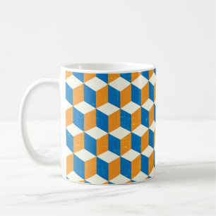 Taza De Café Cubos isométricos retro, ilusión geométrica