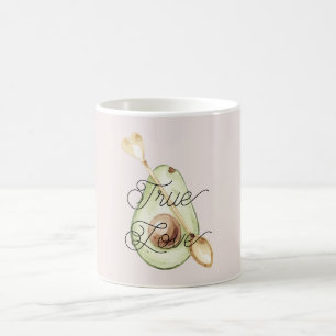 Taza De Café Cuchara de corazón de aguacate rosa rubor