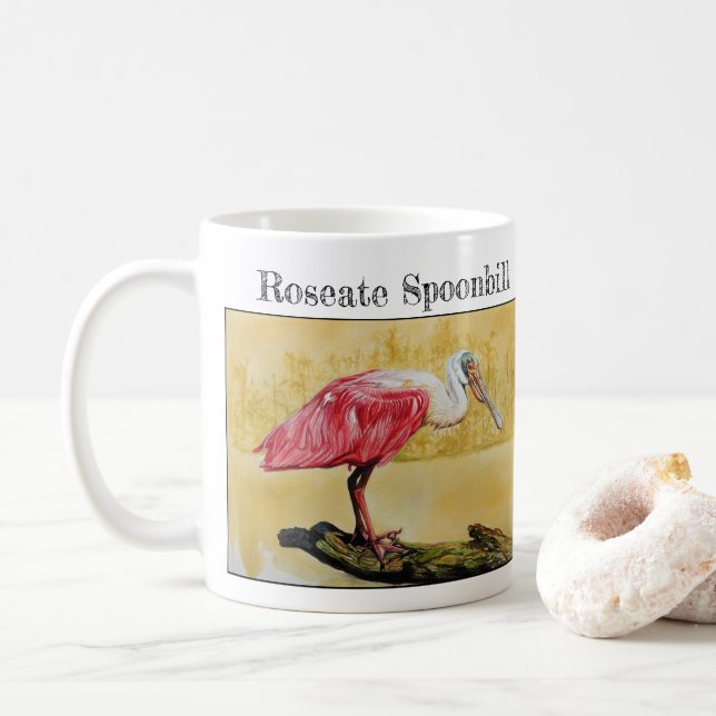 Taza De Café Cucharada de rosas ( Platalea ajaja ) (Con donut)