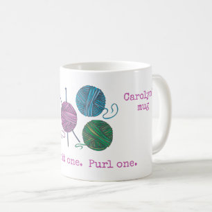 Taza De Café Cuchillo uno con purl, agujas de punto, hilo, con
