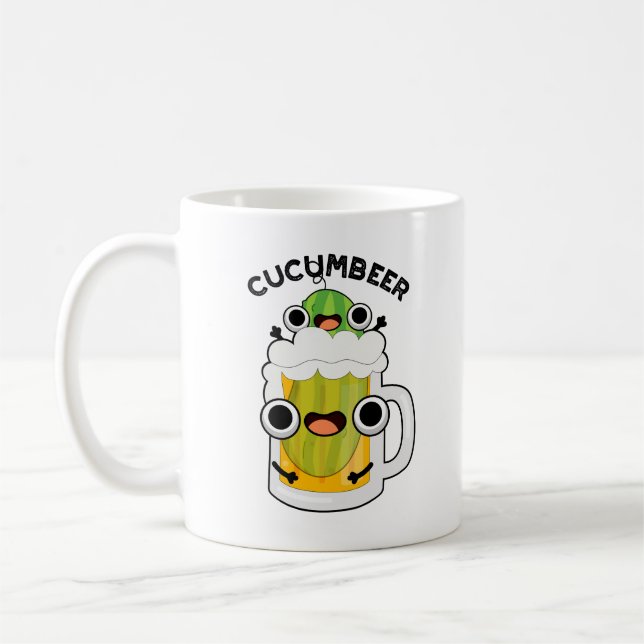 Taza De Café Cucum-beer Funny Beer Pun (Izquierda)