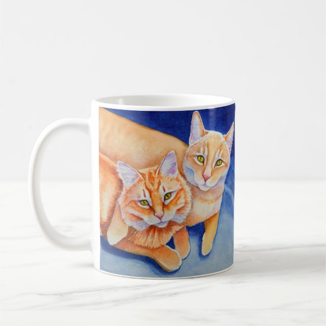 Taza De Café Cuddddling Naranja Tabby Gats (Izquierda)