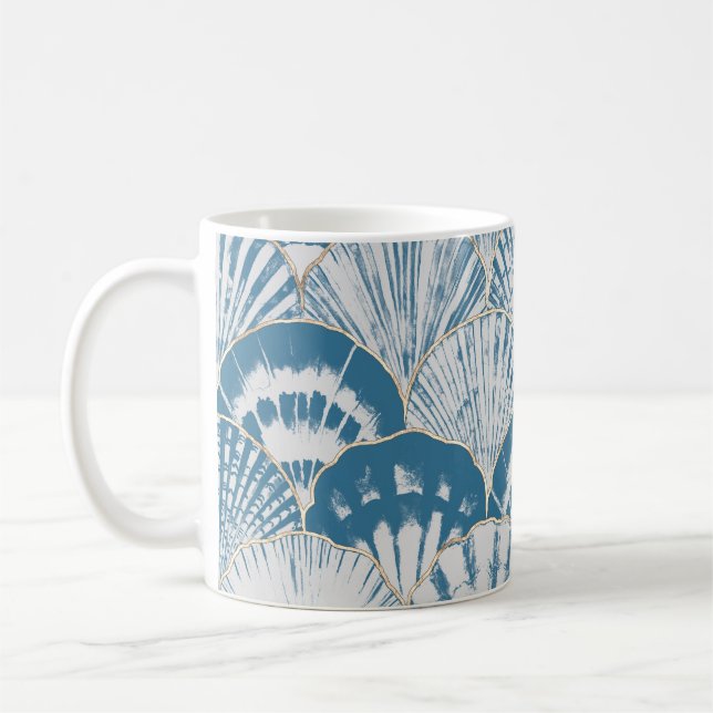 Taza De Café Cuello marino acuático ondas japonesas sin costura (Izquierda)