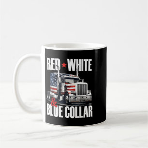 Taza De Café Cuello Rojo Blanco Y Azul Patriótico Camionero Usa