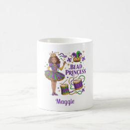 Taza De Café Cuenta de Texto Personalizado Princesa - Mardi Gra