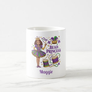 Taza De Café Cuenta de Texto Personalizado Princesa - Mardi Gra