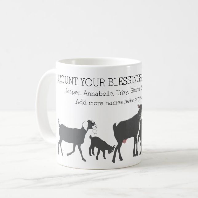 Taza De Café Cuenta tus bendiciones para los AMANTES DE GOAT (Anverso izquierdo)