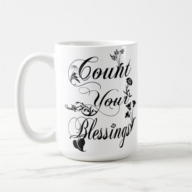 Taza De Café Cuenta tus bendiciones Personalizado Mug (Izquierda)